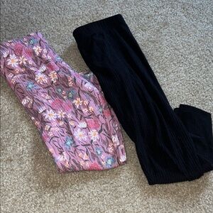 Falls Creek Pink Floral and Black Kids Leggings